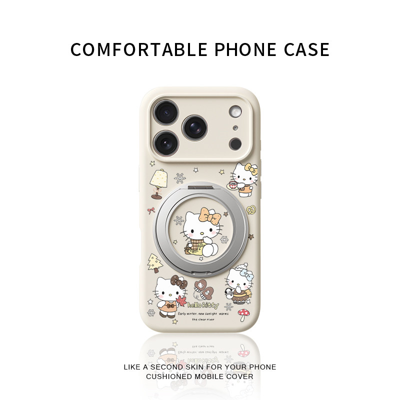 冬日雪花Kitty适用苹果17promax手机壳新款iphone16pro镜头全包15液态硅胶软壳防摔保护套360°旋转支点壳女,淘宝优惠券,粉丝福利购,淘宝优惠卷