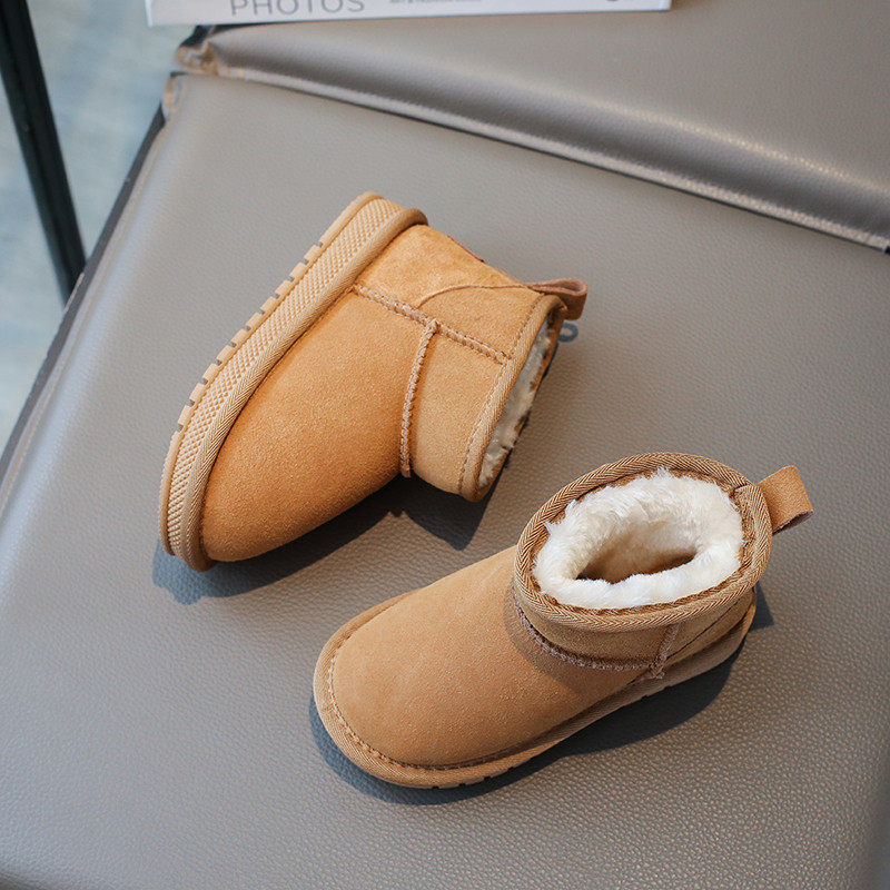 周冬雨同款儿童真皮雪地靴新款女童冬季加绒加厚短靴男童防水棉鞋,淘宝优惠券,粉丝福利购,淘宝优惠卷