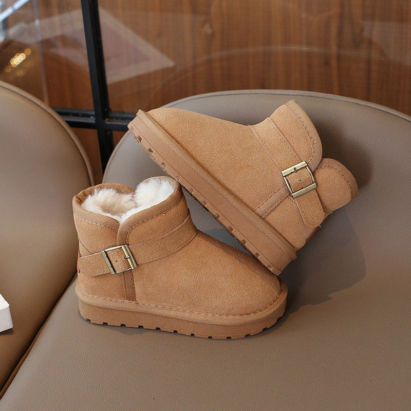 真皮儿童雪地靴2025冬季新款女童加绒加厚棉鞋男童防水短靴亲子款,淘宝优惠券,粉丝福利购,淘宝优惠卷