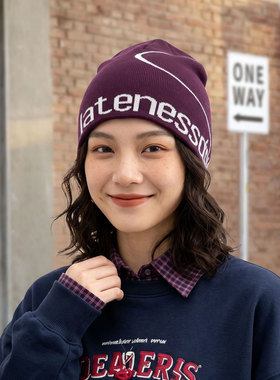 女秋冬机车保暖显脸小针织帽冷帽
