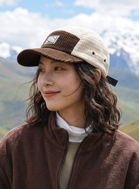 秋冬复古女灯芯绒拼色棒球帽百搭