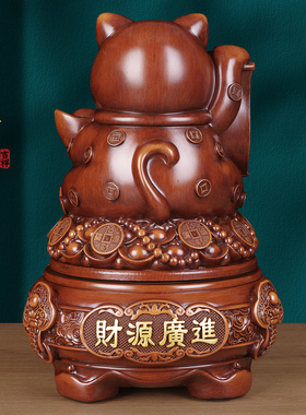 招财进宝猫聚宝盆摆件开业礼品
