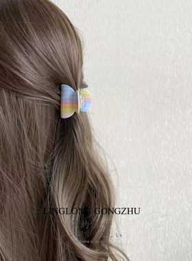 甜美印花小号鲨鱼夹发夹女后脑勺马尾半扎发抓后脑勺小半夹抓夹
