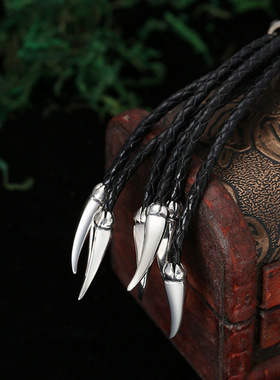 小众银饰S925纯银饰品复古男士手链多圈皮手绳龙可伸缩手链手环