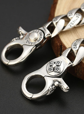 批发925纯银复古手饰品男泰银潮流个性百搭金刚杵六字真言手链