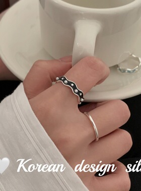 S925纯银小众珍珠开口叠戴戒指女