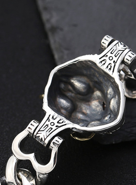 小众银饰s925纯银手链创意龙头男士手链复古泰银重工手环手镯银饰