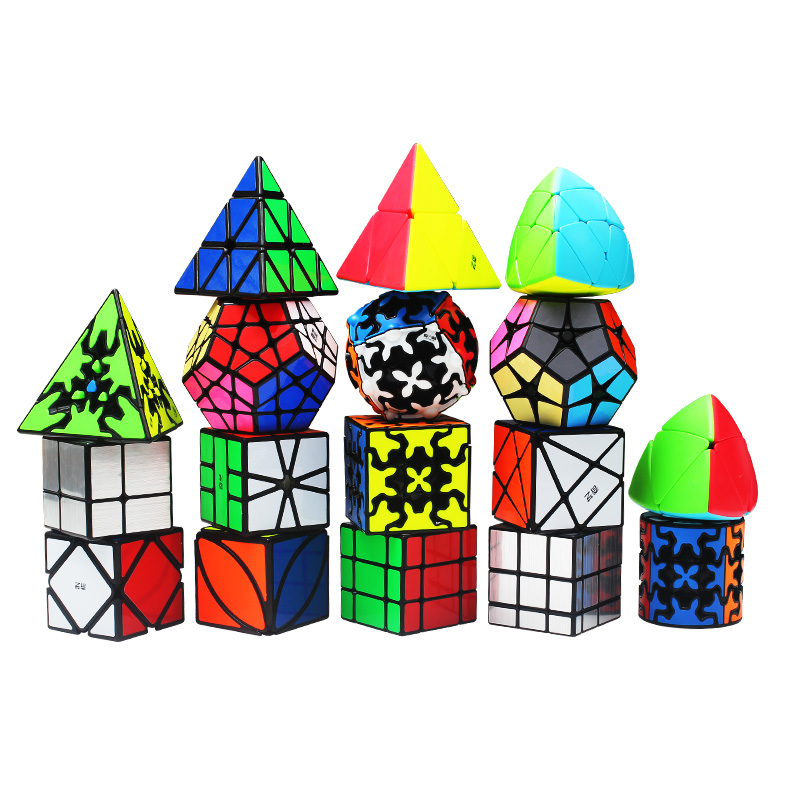 奇艺魔方套装全套儿童礼盒三四阶金字塔镜面枫叶齿轮异形益智玩具