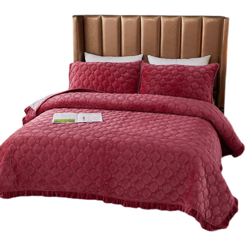 水晶绒床盖双面两用单件榻榻米牛奶绒床盖防滑夹棉加厚三件套床单,淘宝优惠券,粉丝福利购,淘宝优惠卷