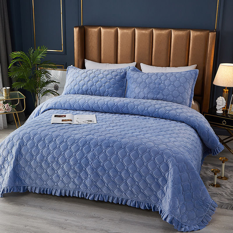 水晶绒床盖双面两用单件榻榻米牛奶绒床盖防滑夹棉加厚三件套床单,淘宝优惠券,粉丝福利购,淘宝优惠卷