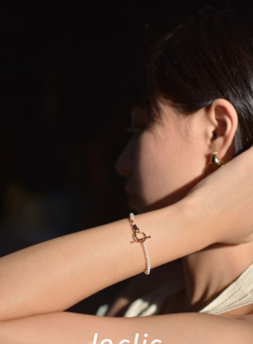 优雅法式风小众手链银饰天然珍珠