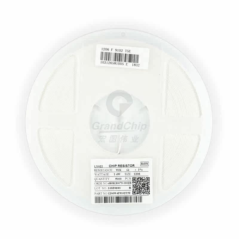 宏图伟业 1206贴片电阻 91K精度1% 91千欧 1/4W 9102(50个)_虎窝淘