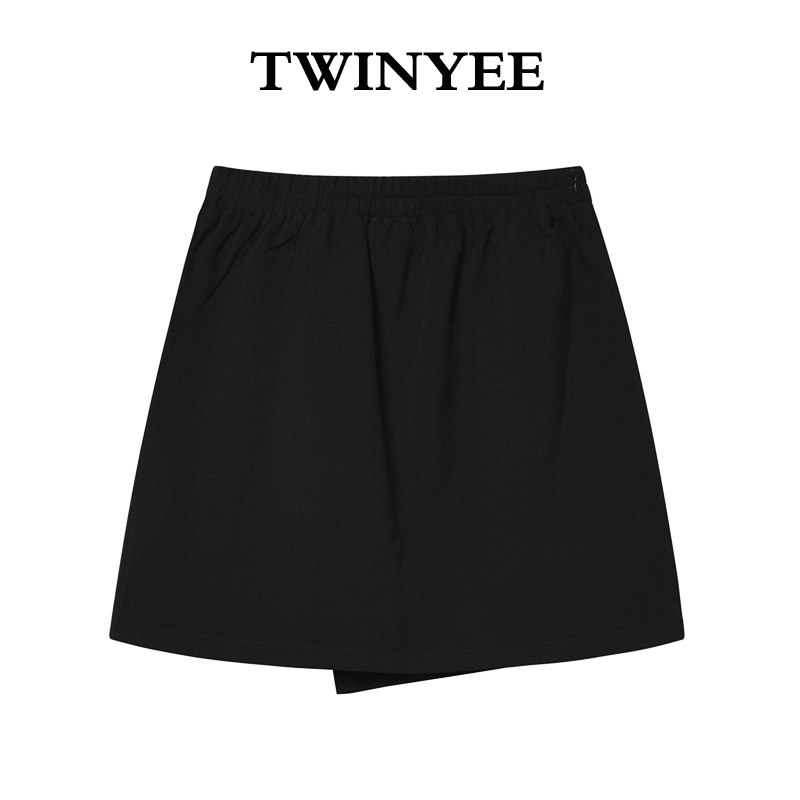 小熊黑色夏2020新款高腰大码半身裙 添毅半身裙