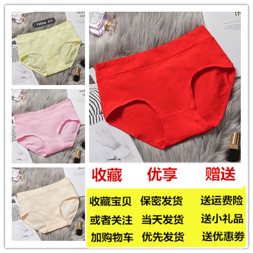 本命年中腰纯棉大红色100%女士短裤 瀚石内裤