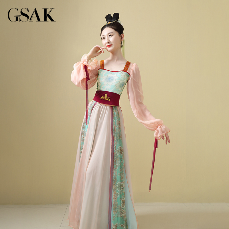 改良甜美修身套装撞色汉元素汉服 gsak汉服套装