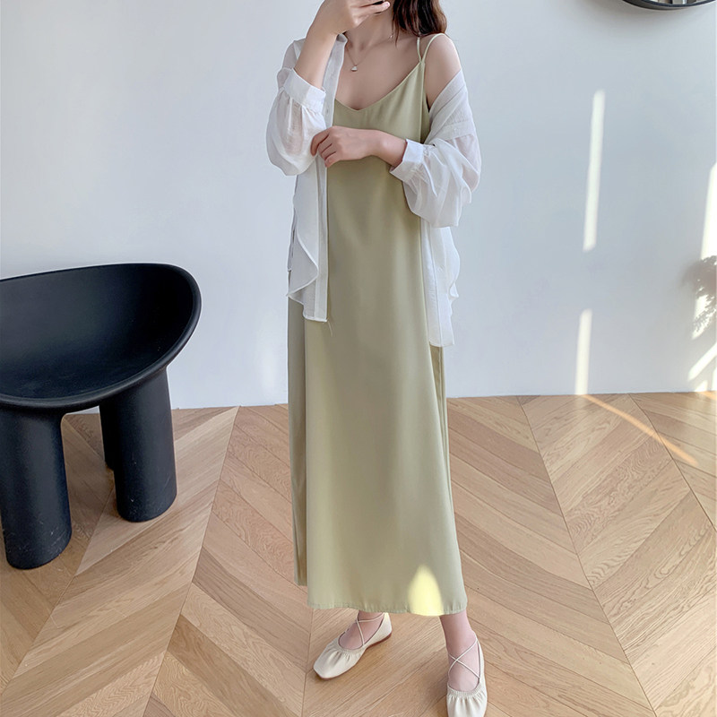 法式小众宽松雪纺吊带夏季2020新款 奴沉连衣裙