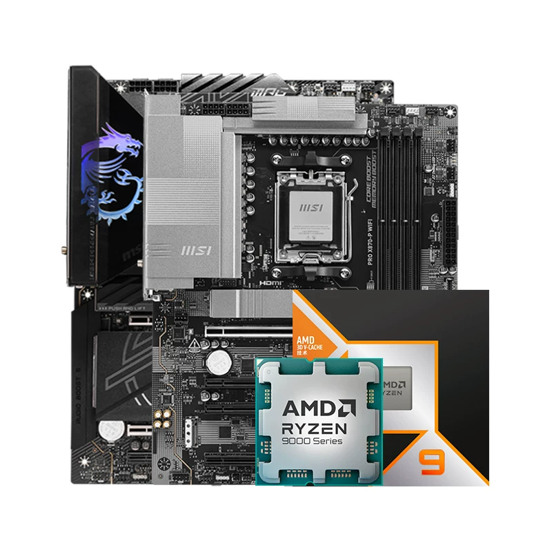 Материнская плата AMD, комплект, процессор AMD Ryzen, 9900X, x3, 3D, 9950×3, x870