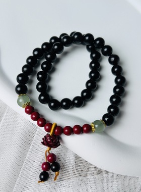 黑檀木手串手持原创珠艺手链女木质文玩念珠送女友礼品生日礼物