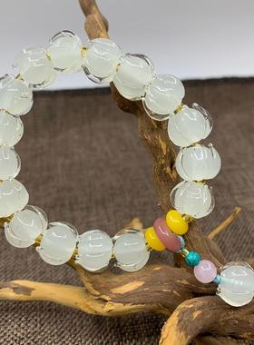 女香积琉璃小众冰玉白手链手串
