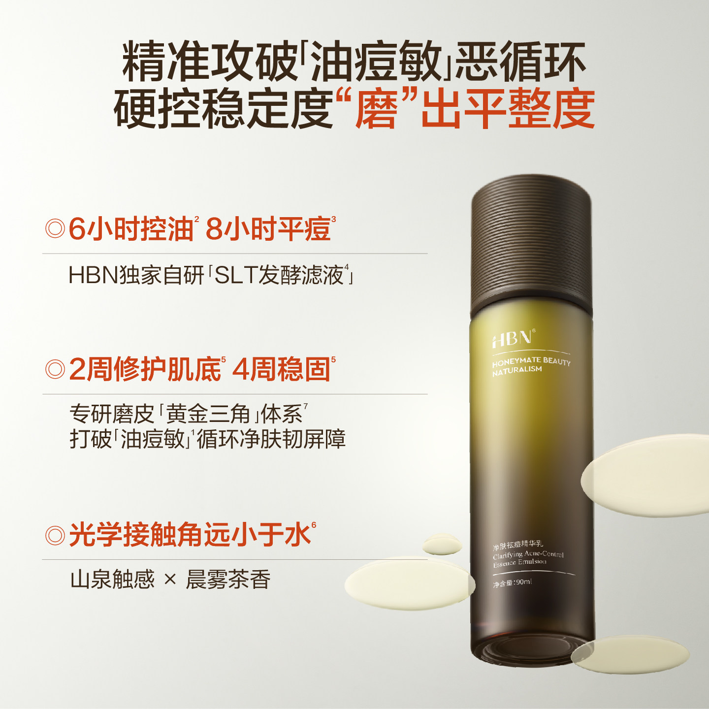 【汪苏泷同款】HBN磨皮精华乳液控油祛痘平闭口修护油皮敏感肌,淘宝优惠券,粉丝福利购,淘宝优惠卷