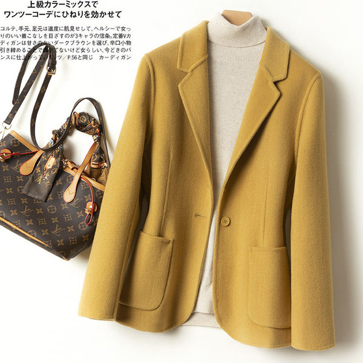 双面羊绒大衣女短款小西装黑色高端羊毛双面呢工装小个子毛呢外套,淘宝优惠券,粉丝福利购,淘宝优惠卷