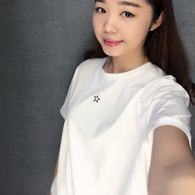 阿玛施旗舰店官网女装宽松白色t恤 简妍芙T恤