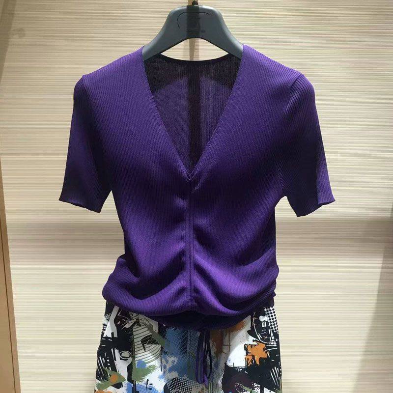 阿玛施旗舰店2020夏季新款抽绳t恤 简妍芙T恤