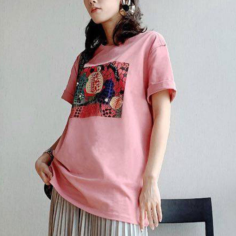 阿玛施旗舰店官网2020夏款粉色t恤 简妍芙T恤