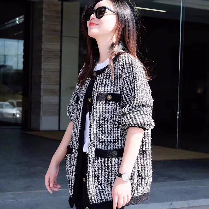 阿玛施旗舰店官网专柜百搭圆领开衫 简妍芙毛针织衫