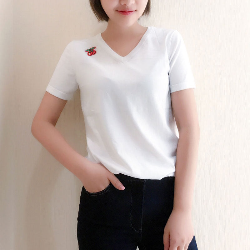 阿玛施旗舰店官网正品拼接樱桃t恤 简妍芙T恤