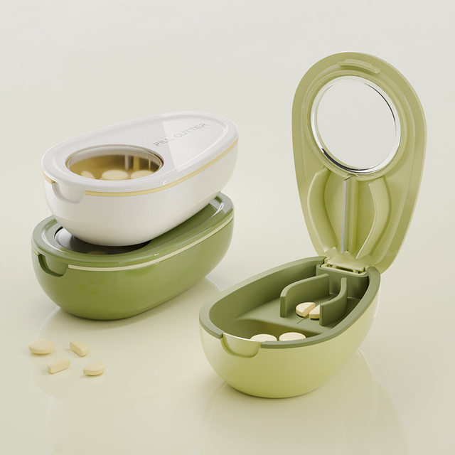 One-half of the medicine cutter to store small tablets
