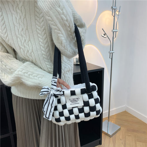 手工diy编织包包手提棋盘格包材料包冰岛线自制礼物送女友闺蜜潮 - 图1