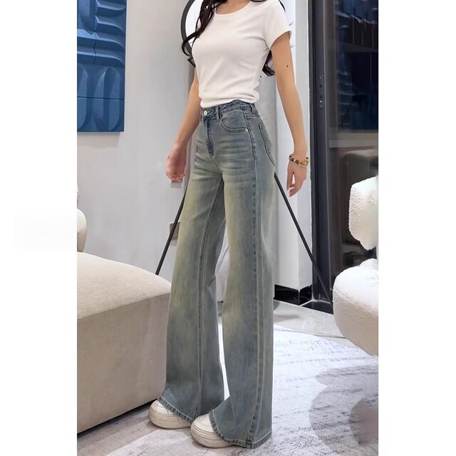 Jeans bootcut ລະດູໃບໄມ້ປົ່ງແລະດູໃບໄມ້ລົ່ນຂອງແມ່ຍິງທີ່ບໍ່ເຫມາະສົມກັບຂາແລະກາງເກງຍາວ