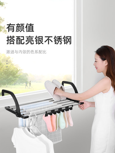 不锈钢窗外小型晾晒架窗台晒鞋架折叠挂晒暖气片窗户阳台晾衣架凉 - 图0