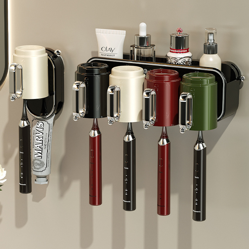 牙刷杯架2025新款轻奢网红款漱口杯置物架双人牙杯高级感卫生间男 - 图1