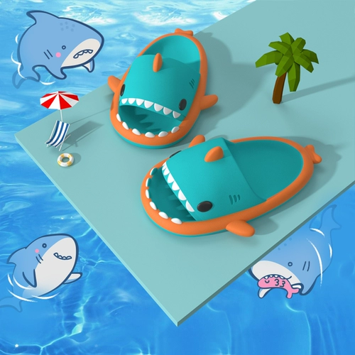 Детская акула, мультяшные тапочки для мальчиков, нескользящие детские слайдеры, мягкая подошва, подходит для подростков