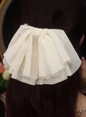 法式赫本风百搭垂感布艺黑色蝴蝶结发夹时尚复古后脑勺发饰夹子女