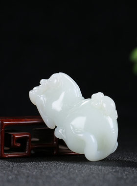 和田玉白玉生肖马猴手把件玉石
