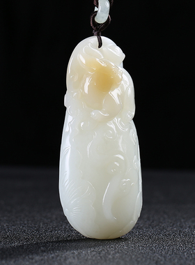 和田玉生肖兔手把件男女款糖白玉