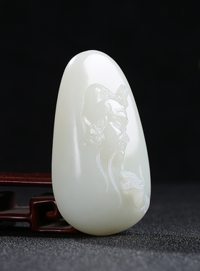 和田玉关公手把件玉石白玉男女款