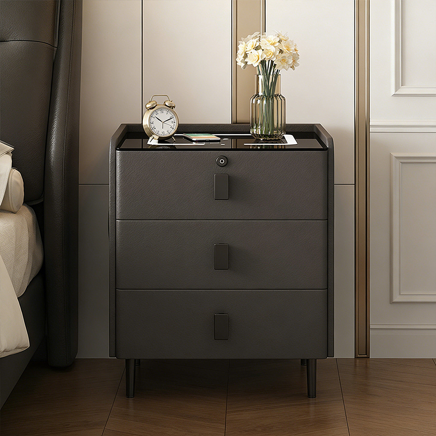 新款实木智能床头柜卧室轻奢高级感小型柜子多功能收纳床边储物柜,淘宝优惠券,粉丝福利购,淘宝优惠卷