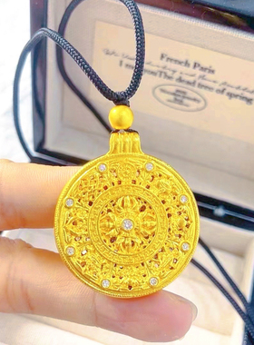 韦雪同款镶钻金刚杵八宝罗盘吊坠金色福运吉祥挂坠项链毛衣链送礼