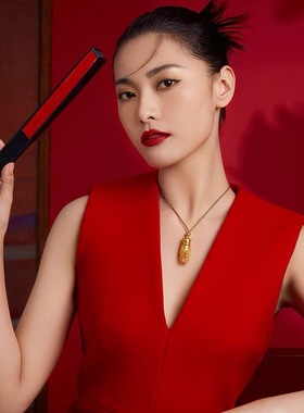 转好运古法黄金色金蝉吊坠招财一鸣惊人男女项链不掉色礼物送女友