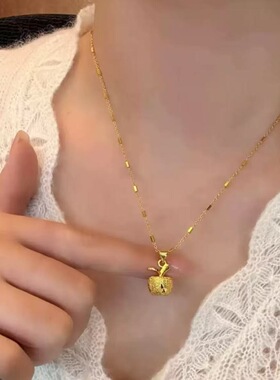 正品小苹果转运珠吊坠磨砂工艺项链平安夜圣诞节礼物送女友老婆礼