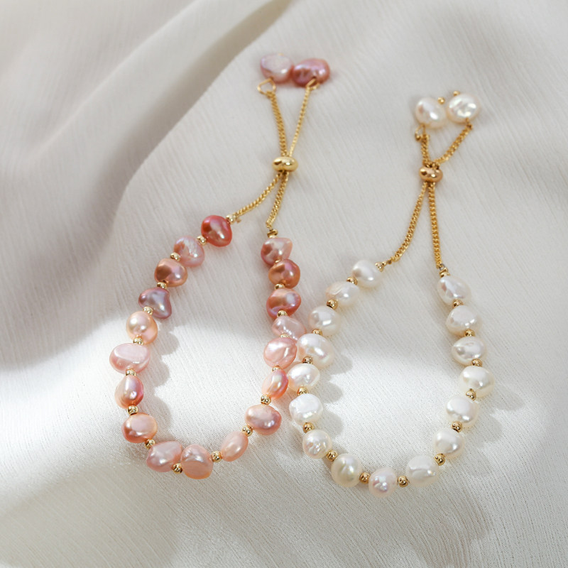 巴洛克天然淡水珍珠ins小众女手镯 简璨手链