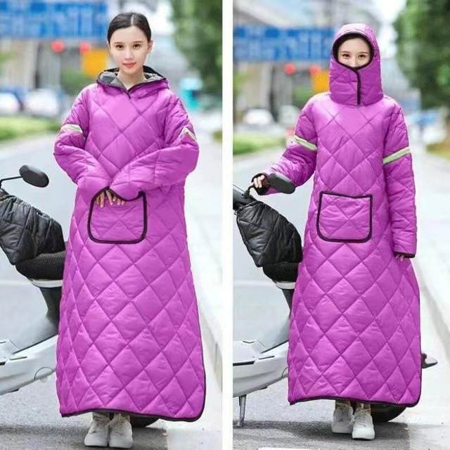 Electric vehicle windbreaker quilt for men and women, thickened, warm and velvet