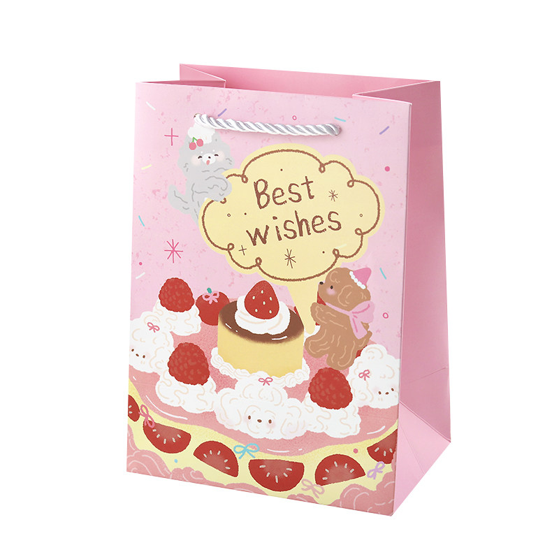 礼研社 竖款中号礼品袋《心愿烘焙所》韩系奶油蛋糕可爱草莓生日心意好友礼物送礼惊喜好物手提袋纸袋包装袋,淘宝优惠券,粉丝福利购,淘宝优惠卷