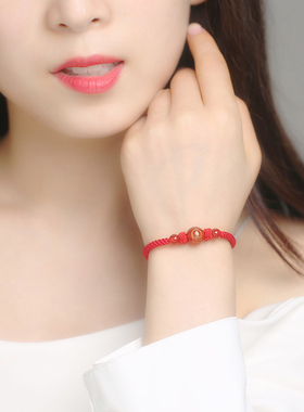 天然玛瑙本命佛红绳手工编织礼物