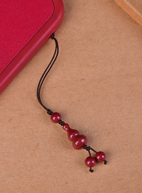 朱砂平安葫芦手机挂绳链刻字定制男女士钥匙挂件高含量紫金砂饰品