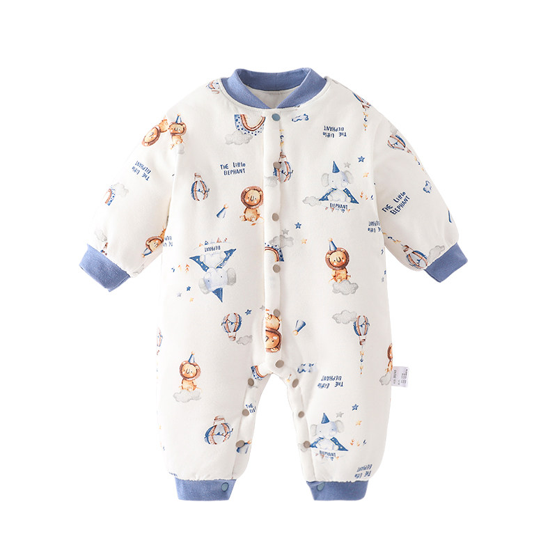 婴儿冬季棉服连体哈衣加厚套装新生幼儿夹棉宝宝新款爬爬保暖棉服